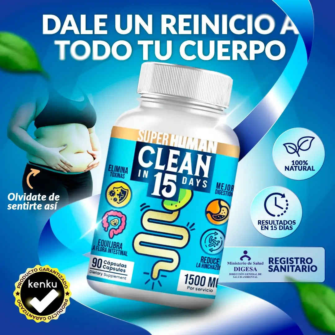 1 + 1 Gratis - Clean15™ Limpieza Completa Estomacal en 15 días - SuperHuman™ PG