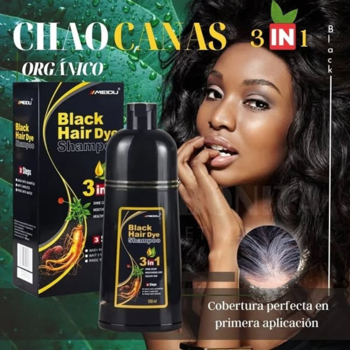 shampoo líquido para aclarar raíz y canas color negro